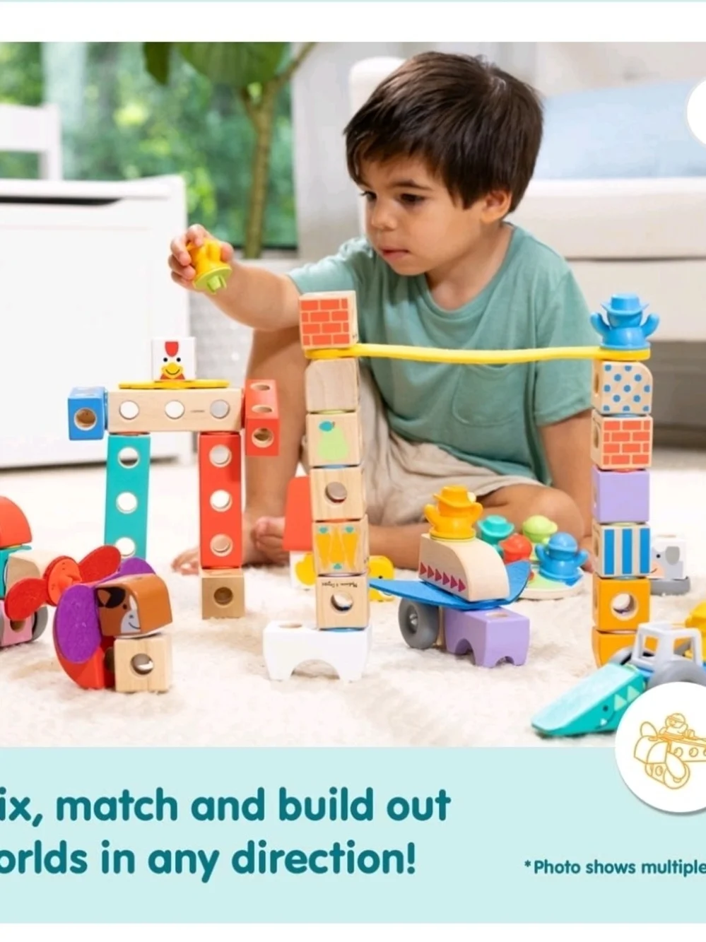 Melissa & Doug Blockables Woodland Friends - Orange & Gray